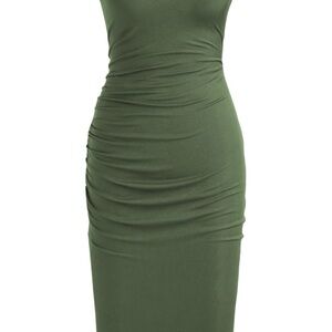 High neck sleeveless ruched bodycon